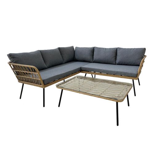 BRULI Gartenecke mit Tisch, 5-Sitzer braun/grau technorattamn Gartenmöbel-Set