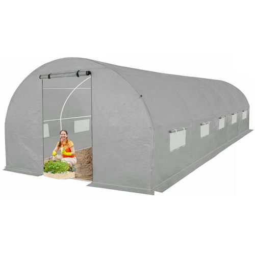 4iQ Foliengewächshaus, Gewächshaus 3x8m Grau