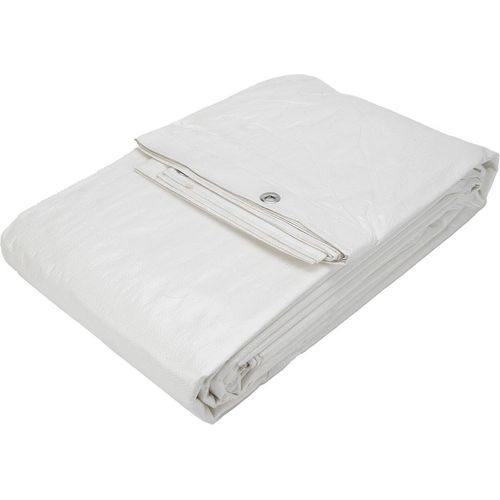 Abdeckplane PE 10x20, 170 g/m² Weiß, wasserabweisend & UV-beständig, mit Ösen alle 100 cm – für mittelfristigen Außeneinsatz, Lebensdauer 1–2 Jahre, für Anhänger, Außenspielzeug, Schutz von Fahrzeugen, temporärer Abschluss einer Überdachung