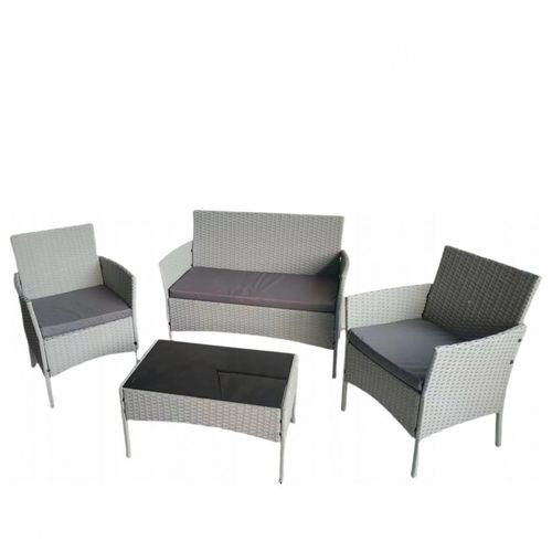 MURCIA technorattan Gartenmöbel Set, Rattanmöbel, 4-Sitzer Set grau, für Garten, Balkon