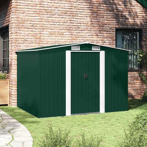 vidaXL Gartenschuppen Grün Metall 257 x 205 x 178 cm