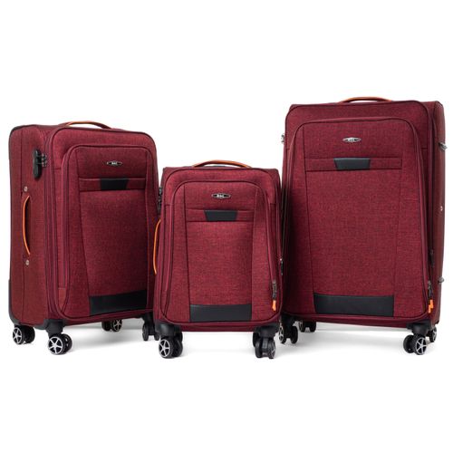 RGL S-030 Kofferset Reisekofferset Stoff 3in1 Koffer Set 3tlg XXL XL L Farbe: Dunkel Rot