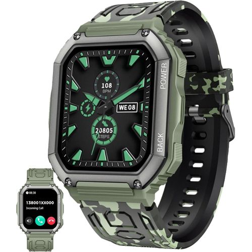 ZPIMY Smartwatch 1.1 Inch AMOLED, 5ATM Waterproof Fitness Tracker with Heart Rate, SpO2, Pedometer, Sports Modes for Android iOS