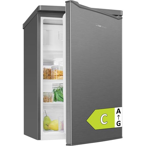 Clatronic® Kühlschrank mit Gefrierfach | | 85cm | Kühlschrank klein | leise 37dB | 0°C - 8°C | kleiner Kühlschrank 109L | KS 101 inox