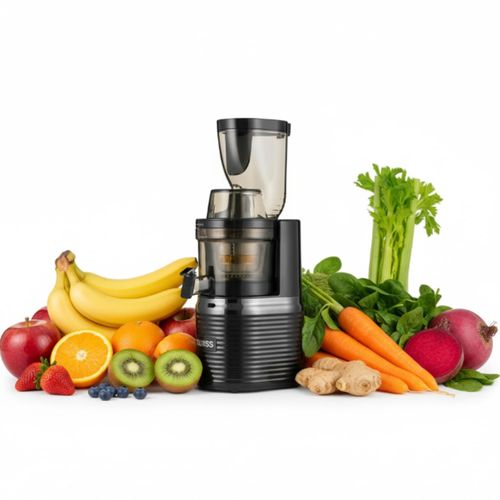 4Swiss BM202 Slow Juicer Entsafter - Kaltentsafter Saftpresse Elektrisch für Obst & Gemüse XXL Einfüllschacht BPA-Frei Leise Saftmaschine
