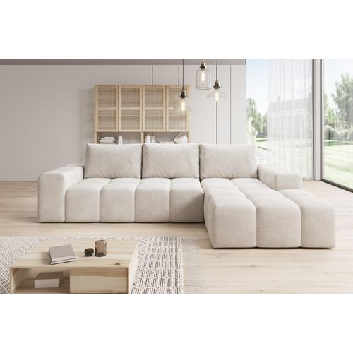 Moebelfest Sienna Ecksofa L-Form Couch Rechtsseitig Creme Webstoff
