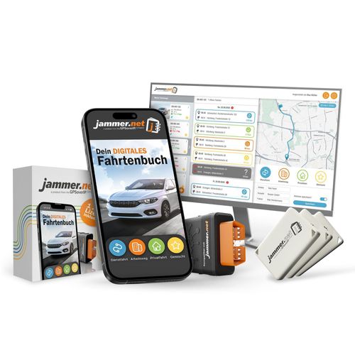 jammer.net - Dein finanzamtkonformes digitales Fahrtenbuch: OBD2 Stecker inkl. Jahreslizenz + 3 TAGs, Portalzugang für PC und App. Kein Vertrag!