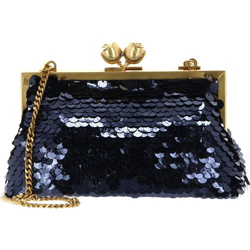 Ted Baker Abendtasche Umhängetasche Sequinz Rose Detail Sequin Clutch Bag Navy dunkelblau