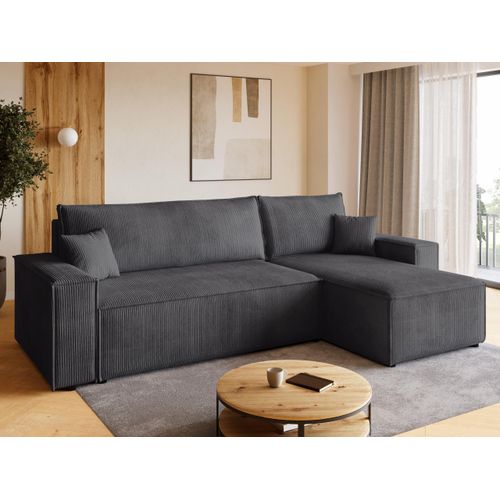 Bromarkt 34770, Ecksofa, Wohnzimmer, Grau, 4 Sitz(e), Grau, Schwarz