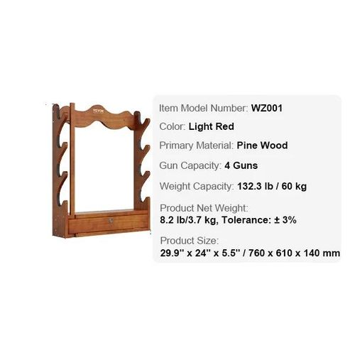 Gewehrständer, Wandmontierte Aufbewahrung, Hält 5 Gewehre, 4-Slot