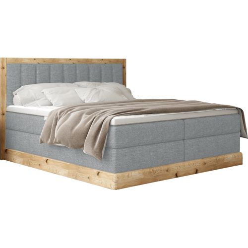 Schlafzimmer Bett Komfortables ALMA Kontinentalbett – Gepolstertes Bett Mit 152 cm Länge, Hochwertigen Matratzen Und Stilvollen Materialien 140x200 cm Hellgrau
