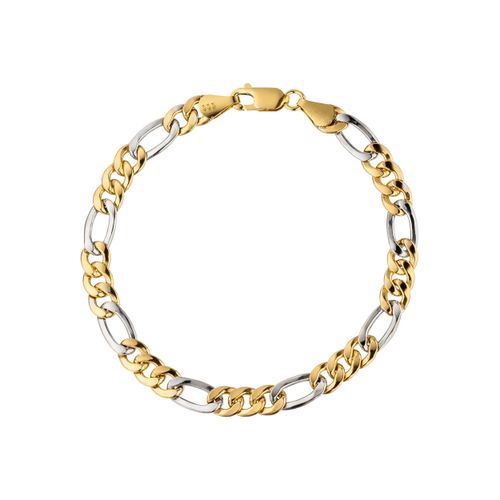 Goldarmband JOBO, gold (gelbgold 333), Armbänder, Damen, 19cm, Gelbgold 333 Weißgold 333, Gelbgold 333, Weißgold 333, Figaroarmband 333 Gold bicolor 19 cm