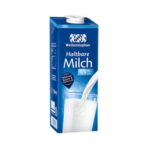 Weihenstephan H-Milch, Fettgehalt 1,5 %, homogenisiert, ultrahocherhitzt, 12 x 1 l