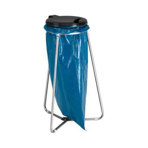 Müllsackständer, für den Innenbereich, für Müllsäcke bis 120 l, mit Deckel, B 560 x T 560 x H 940 mm, Stahl