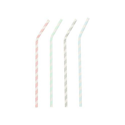 Trinkhalme Papstar Stripes, Einweg, L 220 x Ø 6 mm, flexibel bieg- & knickbar, aus FSC®-zertifiziertem Papier, farbsortiert, 100 Stück