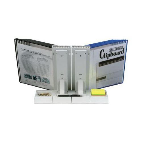 Sichttafel-Erweiterungsständer Styro, für 10 tarifold-Tafeln im Format A4, mit Ablageschalen, Polystyrol, grau, inkl. Befestigungsmaterial