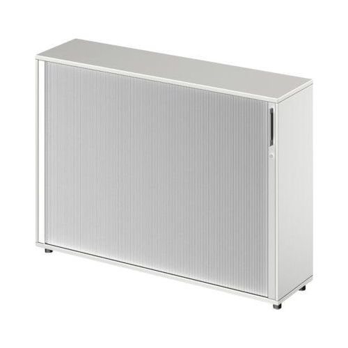 Schäfer Shop Genius Querrollladenschrank TETRIS WOOD, 3 OH, B 1600 mm, Höhe inkl. Gleiter, Mitteltrennwand, lichtgrau