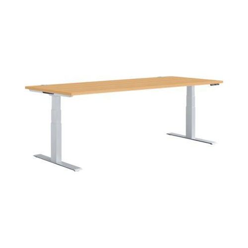 Schäfer Shop Genius Schreibtisch MODENA FLEX, elektrisch höhenverstellbar, Rechteck, T-Fuß, B 1800 x T 800 mm, Buche/weißalu