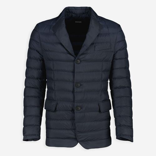 Dunkelblaue Steppjacke mit Daunen im Blazer-Stil Image
