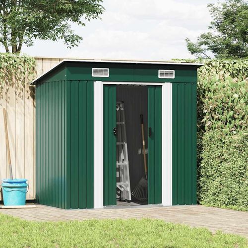 vidaXL Gartenschuppen Grün Metall