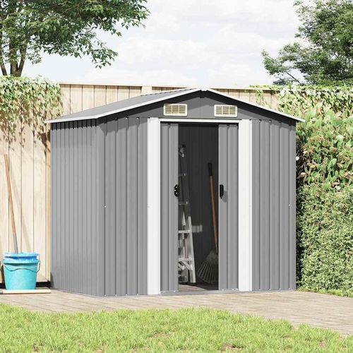 vidaXL Gartenschuppen Grau Metall 204 x 132 x 186 cm