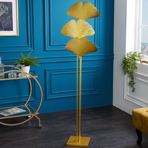 Design Stehlampe GINKGO 160cm gold Metall