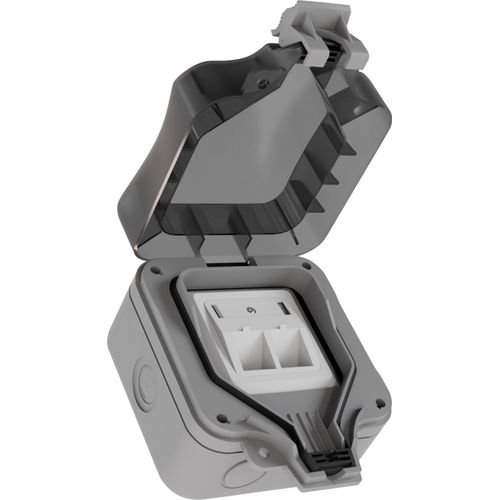 Outdoor Netzwerkdose Set, 2x Dose, 4x Keystone Cat 6a, 2x Outdoor Kabel Cat 6a 50m