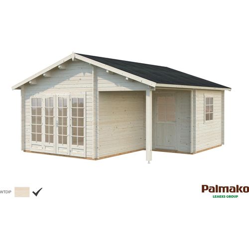 Palmako Gartenhaus Irene 21,9+5,2 m² - 44 mm Transparent tauchimprägniert