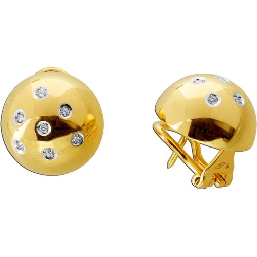 Brillant Kugel Ohrstecker Clips Gold 750 18k Brillanten