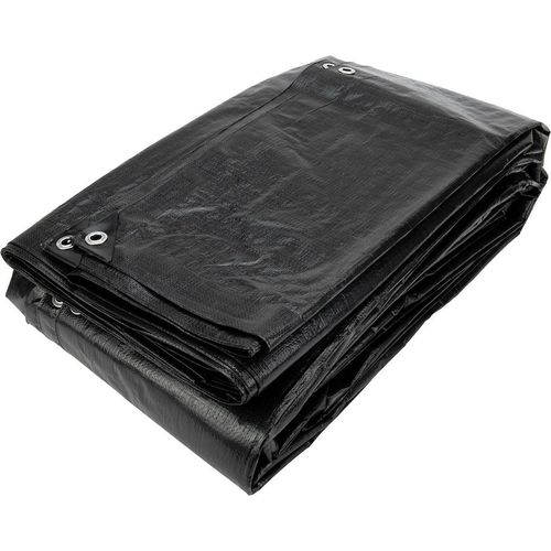 Abdeckplane PE 10x12, 170 g/m² Schwarz, wasserabweisend & UV-beständig, mit Ösen alle 100 cm – für mittelfristigen Außeneinsatz, Lebensdauer 1–2 Jahre, für Anhänger, Außenspielzeug, Schutz von Fahrzeugen, temporärer Abschluss einer Überdachung