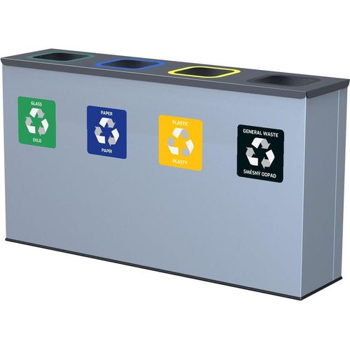 Alda Sortierabfallset Eko Station 4 × 60 l, Stahl lackiert, grau
