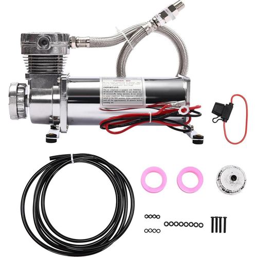 Auto Luftfederungs-Pumpe - 12 V DC Luftkompressor Set - 200 PSI - Schwerlast - Für Luftfederung - Silber