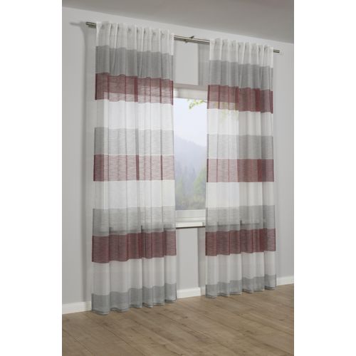 Gardine GARDINIA "Schal mit Gardinenband Etamine", rot, B:140cm H:245cm, Polyester, Gardinen, Gardine, Stoff Etamine
