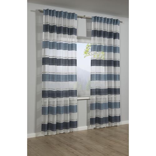 Gardine GARDINIA "Schal mit Gardinenband Etamine", blau, B:140cm H:245cm, Polyester, Gardinen, Gardine, Stoff Etamine
