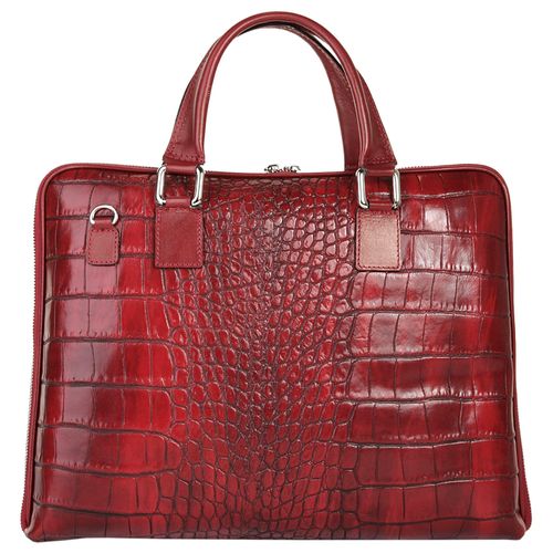 Aktentasche SAMANTHA LOOK, Damen, Gr. B/H/T: 38cm x 29cm x 7cm onesize, rot, Leder, glänzend, Taschen, echt Leder, Made in Italy