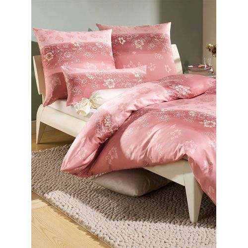 Bettwäsche BIERBAUM Gr. 2, rosa (rosenholz), B/L: 155cm x 200cm, Mako-Satin, B/L: 80cm x 80cm, 1 Stk., Mako-Satin, 100% Baumwolle, Bettwäsche