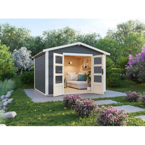 Karibu Gartenhaus »Carlos«, Satteldach, Witterungsschutz, Tür mit 3 Lichtausschnitten Image