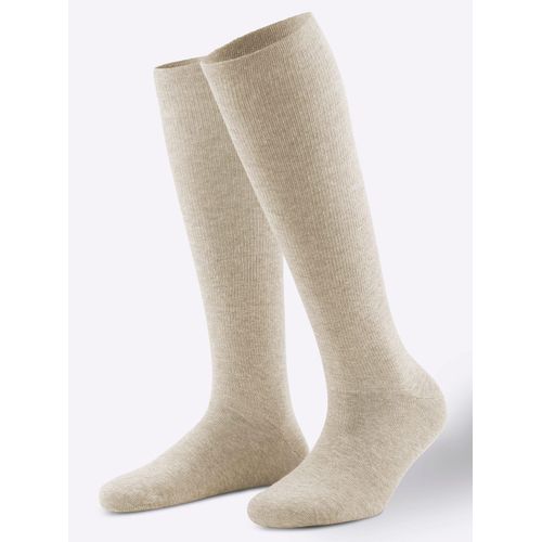 Kompressionsstrümpfe WÄSCHEPUR, Damen, Gr. 3/42, beige, 60% Baumwolle, 28% Polyamid, 12% Elasthan, Socken Kompressionsstrümpfe