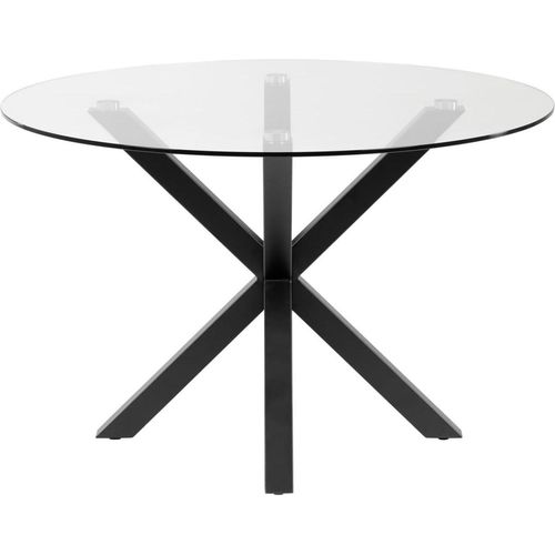 Glastisch Full Argo rund mit schwarzen Stahlbeinen Ø 119 cm