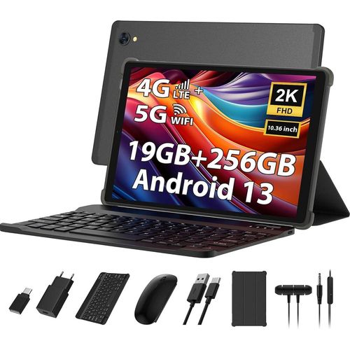 Tablet 10,4 Zoll, 4G LTE+5G WiFi, 19 GB RAM+256 GB ROM (2TB TF), Android 13 Tablet-PC, Octa-Core 2,0 GHz, 2000 * 1200, 8000 mAh, 13 MP+8 MP, GPS