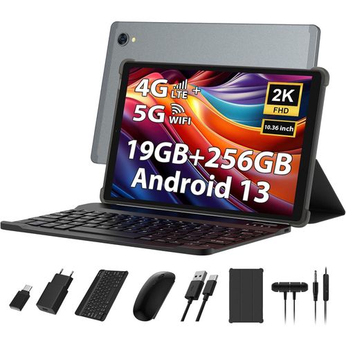 Tablet 10,4 Zoll, 4G LTE+5G WiFi, 19 GB RAM+256 GB ROM (2TB TF), Android 13 Tablet-PC, Octa-Core 2,0 GHz, 2000 * 1200, 8000 mAh, 13 MP+8 MP, GPS