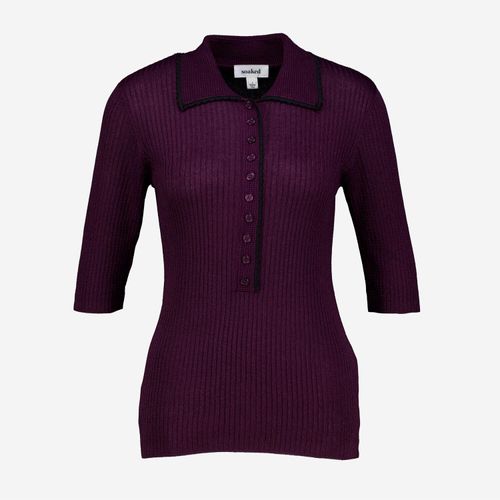 Violetter Pullover mit Dreiviertelärmel