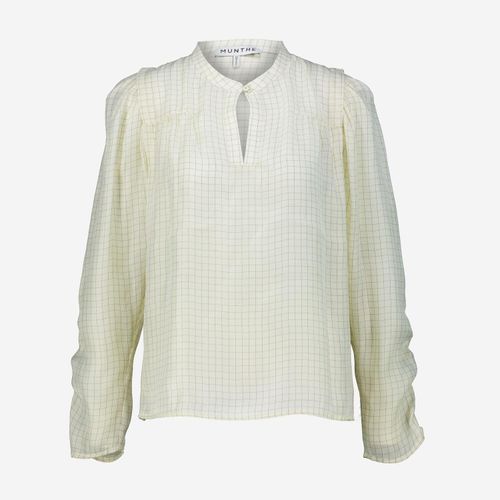 Cremefarbene Elenor Bluse mit Gittermuster
