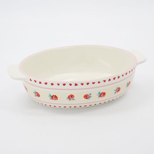 Weiße Auflaufform mit Blumenmuster 7x23cm