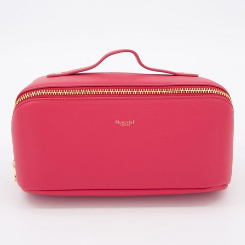 Dunkelrosafarbene Kosmetiktasche mit Logo-Detail Image