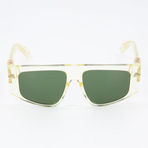 Transparente eckige Sonnenbrille mit goldfarbenen Akzenten Image