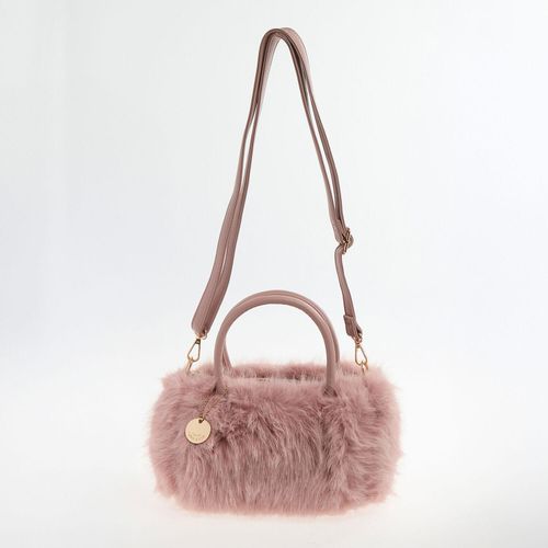 Rosafarbene Handtasche aus Kunstfell