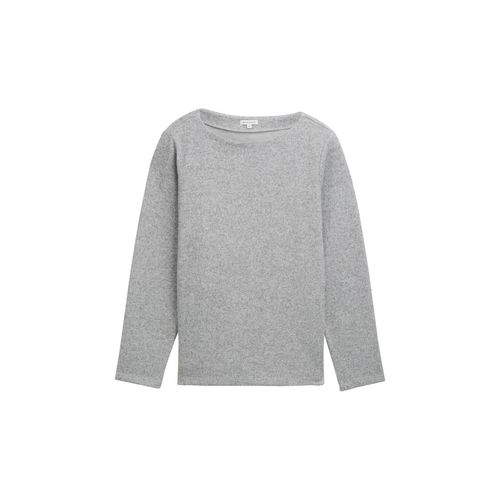 TOM TAILOR Damen Plus Size - Soft-Touch Sweatshirt mit Knopfdetails, grau, Meliert, Gr. 44