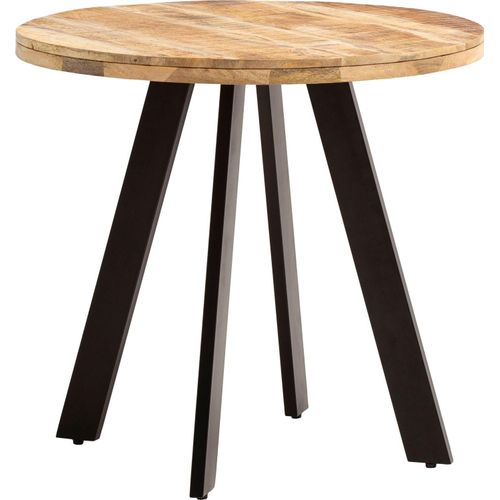 Esszimmertisch 80x80x75 cm Mango Massivholz Esstisch Modern, Küchentisch Massiv mit Metallbeinen, Holztisch Esszimmer Rund, Kleiner Speisetisch Holz