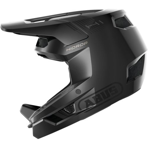 ABUS Downhill Helm HiDrop – ASTM-er Fullface Helm mit ABS-Außenschale für MTB: Downhill, Enduro und Bikepark – für Erwachsene und Jugendliche – Schwarz, Größe L (59-60 cm)
